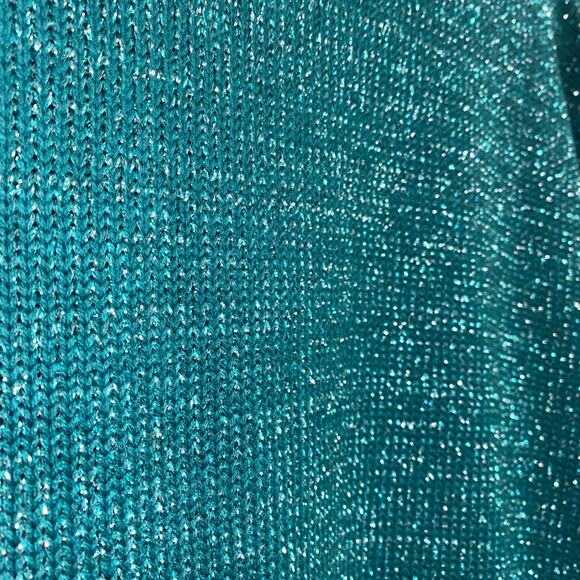 Vintage 90s Diane Von Furstenberg Sz 1X Sweater Green Sparkle Oversized Metallic - Picture 8 of 9